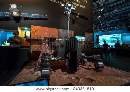Berlin - April 26, 2018: Space Pavilion. Exomars Is Mars Rover By The European Space Agency And Rosc