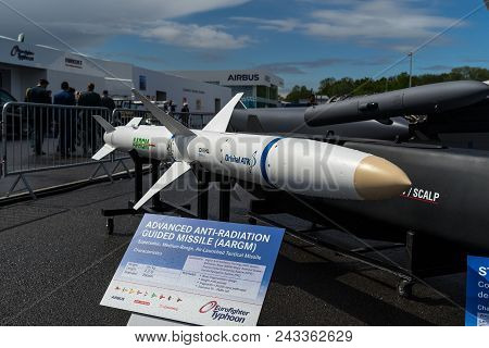 Berlin - April 26, 2018: Advanced Anti-radiation Guided Missile (aargm). Used On The Aircraft Eurofi