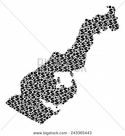 Monaco Map Mosaic Of Money Signs And Sphere Points In Variable Sizes. Abstract Vector Monetary And G
