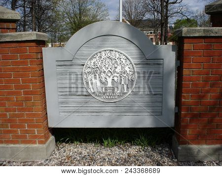 Defiance College Logo On Front Sign, Defiance College, Defiance, Oh, April 25, 2005