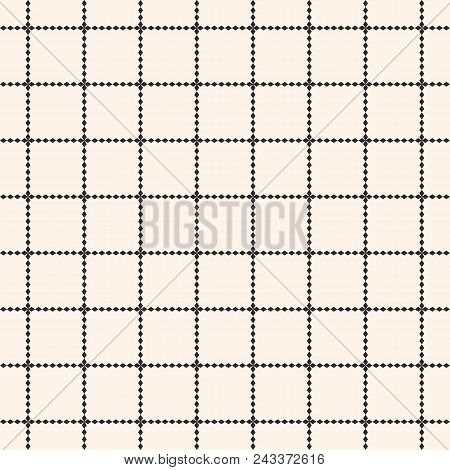 Vector Square Grid Seamless Pattern. Abstract Geometric Texture With Lattice, Cross Jagged Lines. Si