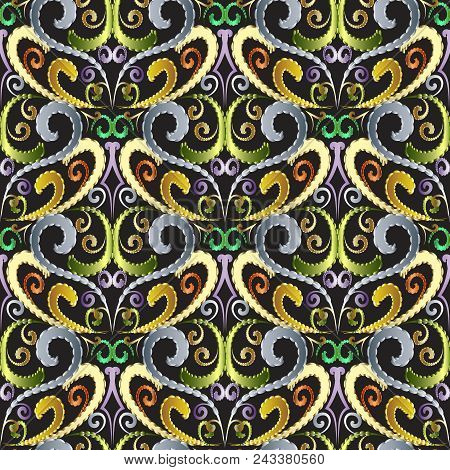 Ornamental Vintage Seamless Pattern. Floral Vector Patterned Background. Hand Drawn Decorative Flowe