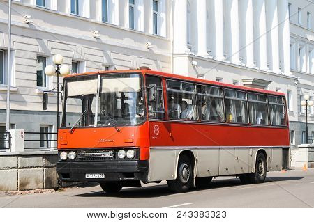 Ufa, Russia - September 12, 2009: Interurban Coach Bus Ikarus 256 In The City Street.