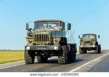 Bashkortostan, Russia - August 19, 2011: Brand New Army Chassis Trucks Ural 4320 At The Interurban R