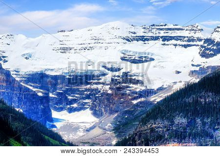 Close Up Of The Victoria Glacier On Mt Victoria At Lake Louise Near Banff National Park In Alberta, 
