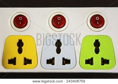 Colorful Electric Outlet Sockets With Red Switches
