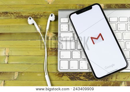 Sankt-petersburg, Russia, June 2, 2018: Google Gmail Application Icon On Apple Iphone X Smartphone S