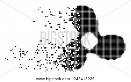 Dissolved Boat Propeller Dotted Vector Icon With Disintegration Effect. Rectangle Particles Are Arra