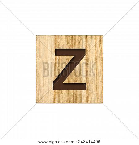 Letter Z English Alphabet On A Wooden Cube. Education