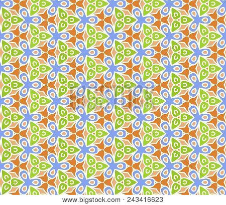 Seamless Abstract Colorful Pattern. Orange, Blue, Green