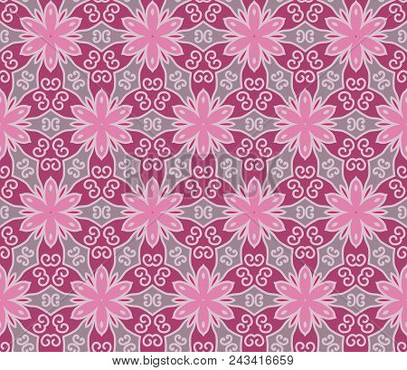 Seamless Abstract Floral Pattern With Pink Flowers