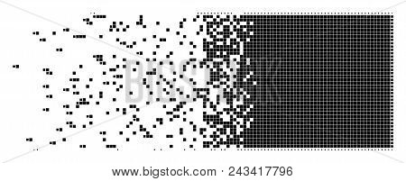 Dispersed Filled Rectange Dotted Vector Icon With Disintegration Effect. Rectangle Pixels Are Arrang