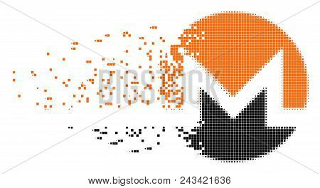 Dispersed Monero Currency Dot Vector Icon With Disintegration Effect. Square Items Are Organized Int