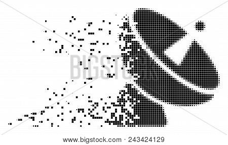 Dissolved Radio Telescope Dotted Vector Icon With Disintegration Effect. Square Points Are Organized