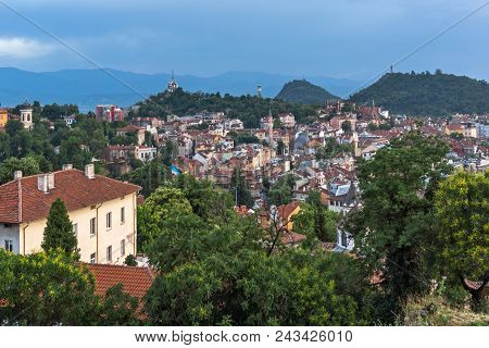 Plovdiv, Bulgaria - May 24, 2018: Amazing Night Panorama To City Of Plovdiv From Nebet Tepe Hill, Bu