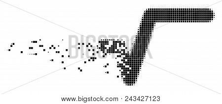 Dissolved Sqrt Dot Vector Icon With Disintegration Effect. Rectangular Points Are Composed Into Diss