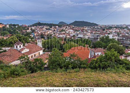 Plovdiv, Bulgaria - May 24, 2018: Amazing Night Panorama To City Of Plovdiv From Nebet Tepe Hill, Bu
