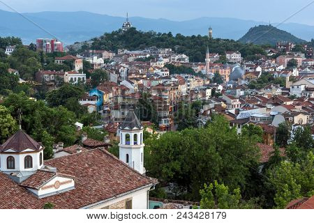 Plovdiv, Bulgaria - May 24, 2018: Amazing Night Panorama To City Of Plovdiv From Nebet Tepe Hill, Bu