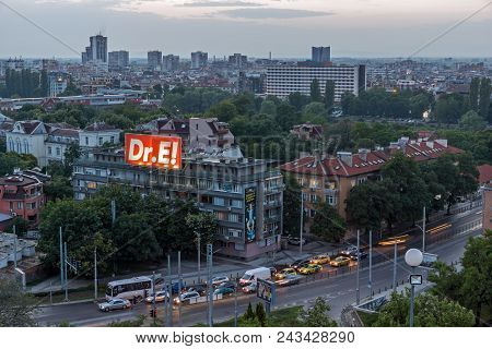 Plovdiv, Bulgaria - May 24, 2018: Amazing Night Panorama To City Of Plovdiv From Nebet Tepe Hill, Bu