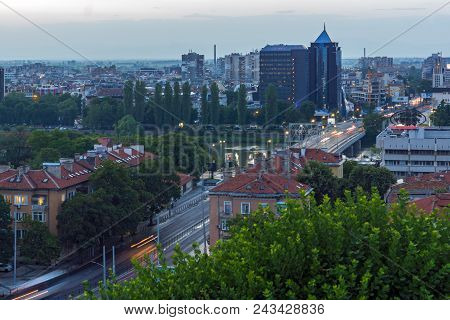Plovdiv, Bulgaria - May 24, 2018: Amazing Night Panorama To City Of Plovdiv From Nebet Tepe Hill, Bu