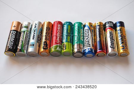 Aa Batteries Of Many Different Brands