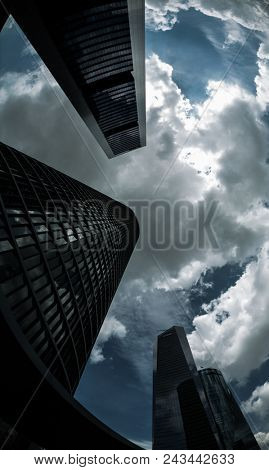MADRID, SPAIN - MAY 11,2018: Four skyscraper tower in Cuatro Torres Business Area on May 11, 2018 in Madrid, Spain.