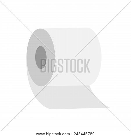 White Roll Of Toilet Paper. Toilet Paper Icon Isolated On White Background. Vector Stock.