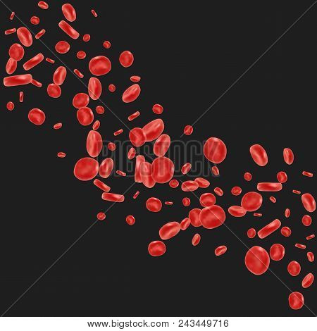 Red Blood Cell Flowing In Vein Or Artery. Vector Illustration. Healthcare And Medical Zoom Concept.