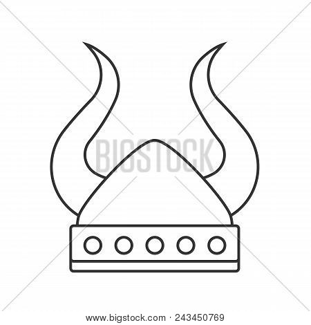 Swedish Viking Helmet Icon. Viking Helmet Outline Draw. Vector Stock.