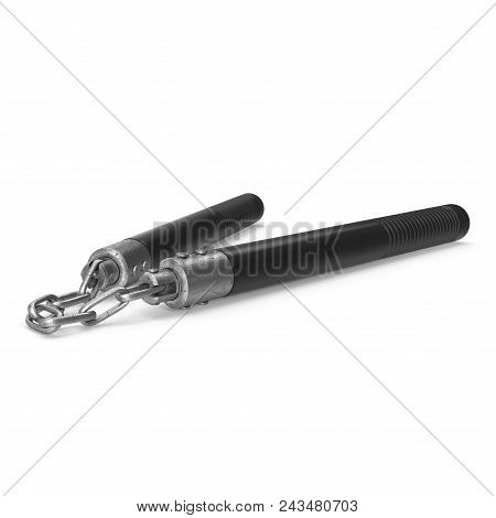 Karate Sticks Or Nunchuks On White Background. 3d Illustration
