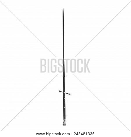 Medieval Double Edged Two Handed Sword On White. 3d Illustration