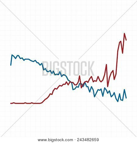 Data Analysis, Two Lines Chart, Diagram Vector Simple Illustration With Two Different Color Options