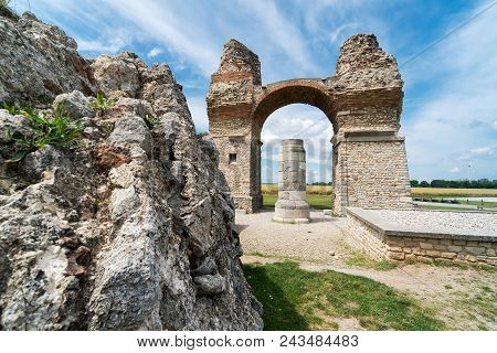 Heidentor At Carnuntum, Austria, Historic Site Of Romans Settlement