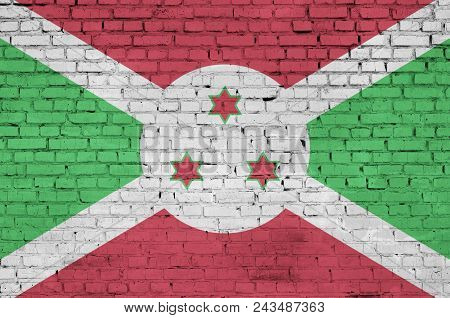 Burundi Flag Is Painted Onto An Old Brick Wall