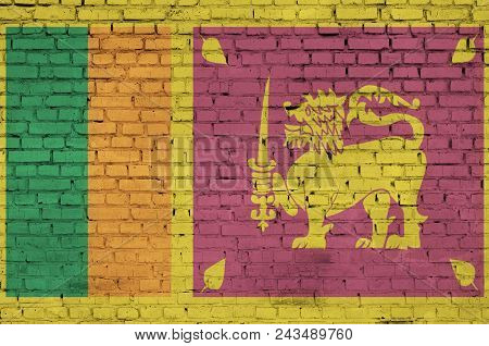 Sri Lanka Flag Is Painted Onto An Old Brick Wall