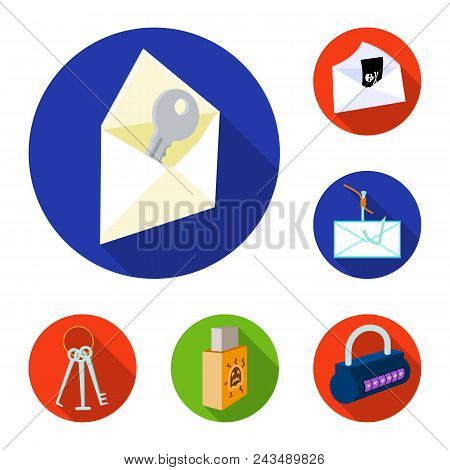 Hacker And Hacking Flat Icons In Set Collection For Design. Hacker And Equipment Vector Symbol Stock