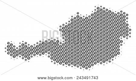 Football Ball Austria Map. Vector Geographic Scheme In Gray Color. Abstract Austria Map Concept Is C