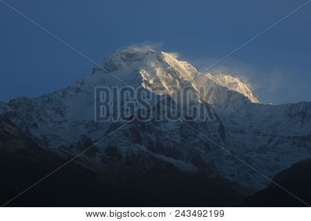 Annapurna South At Sunrise. View From Landruk, Nepal.