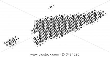 Football Ball East Timour Map. Vector Territory Scheme In Gray Color. Abstract East Timour Map Compo