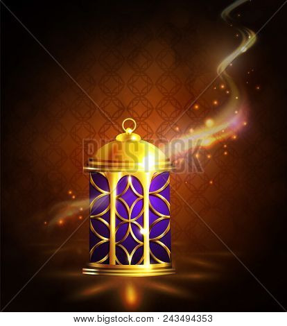Intricate Golden Arabic Lamps With Magic Lights For Ramadan Kareem Vector