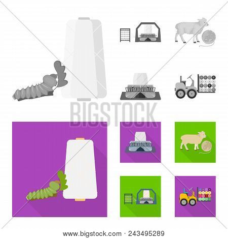 Cotton, Coil, Thread, Pest, And Other  Icon In Monochrome, Flat Style. Textiles, Industry Gear Icons