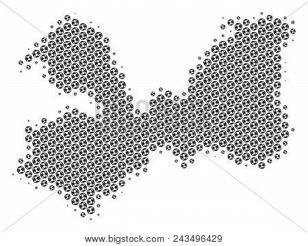 Football Ball Leningrad Oblast Map. Vector Geographic Scheme In Grey Color. Abstract Leningrad Oblas