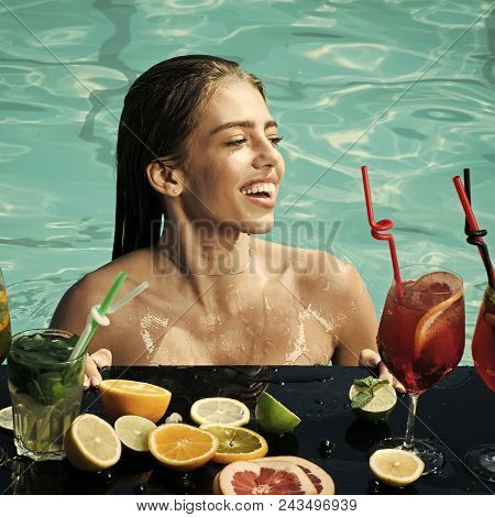 Face Fashion Girl Or Women In Your Web Site. Girl Face Portrait In Your Advertisnent. Summer Vacatio