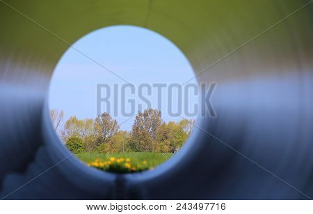 Unusual Look Through A Big Steel Pipe
