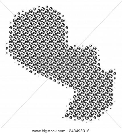 Football Ball Paraguay Map. Vector Geographic Plan In Grey Color. Abstract Paraguay Map Collage Is O