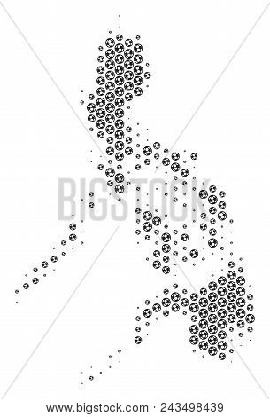 Football Ball Philippines Map. Vector Territorial Plan In Gray Color. Abstract Philippines Map Mosai
