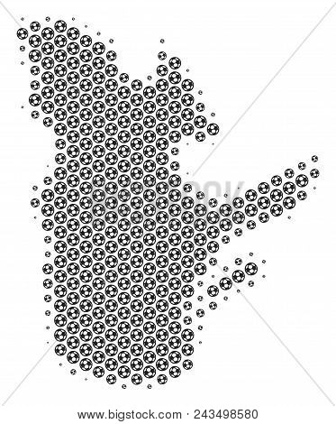 Football Ball Quebec Province Map. Vector Geographic Scheme In Grey Color. Abstract Quebec Province 