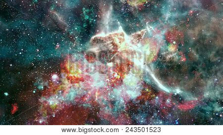 The Explosion Supernova. Bright Star Nebula. Distant Galaxy. New Year Fireworks. Abstract Image. Ele