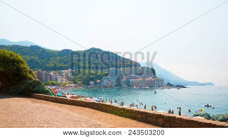 Rafailovici. Montenegro - August, 2017. Beautiful View On Beach In Rafailovici On The Budva Riviera 