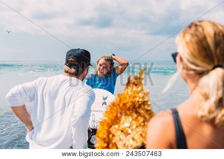 June 3, 2018. Keramas, Bali, Indonesia. Award Ceremony Of Competition Wsl Corona Bali Protected. Win